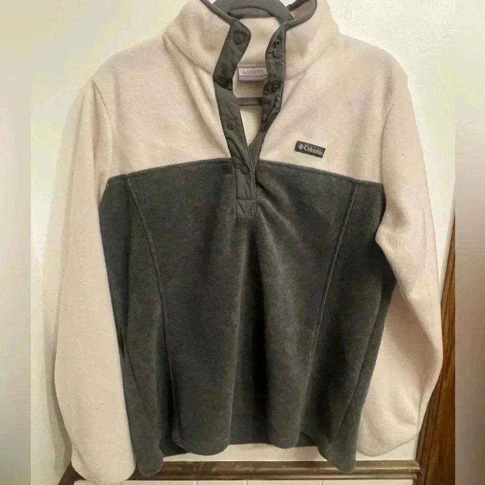 Women’s Columbia Pullover Jacket Fleece like new Large cream and gray